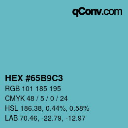 カラーコード: HEX #65B9C3 | qconv.com