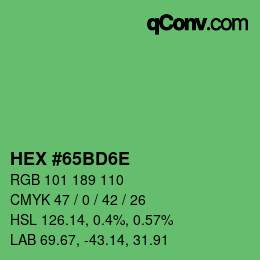 Color code: HEX #65BD6E | qconv.com