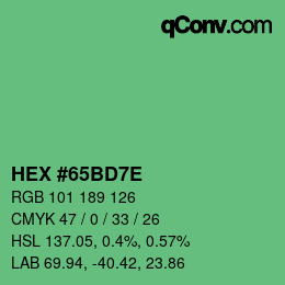 Color code: HEX #65BD7E | qconv.com