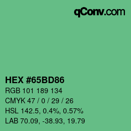Color code: HEX #65BD86 | qconv.com