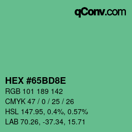 Farbcode: HEX #65BD8E | qconv.com
