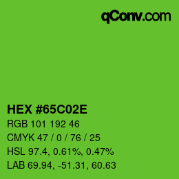 Color code: HEX #65C02E | qconv.com