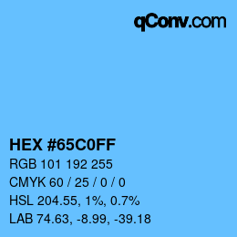Color code: HEX #65C0FF | qconv.com