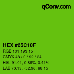 Color code: HEX #65C10F | qconv.com