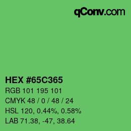 颜色代码: HEX #65C365 | qconv.com