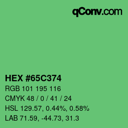カラーコード: HEX #65C374 | qconv.com