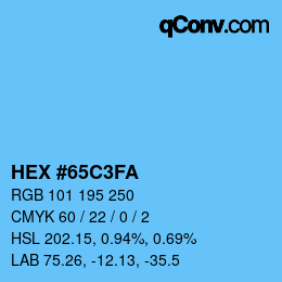 カラーコード: HEX #65C3FA | qconv.com
