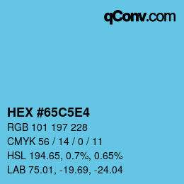 カラーコード: HEX #65C5E4 | qconv.com
