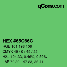 Color code: HEX #65C66C | qconv.com