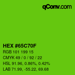 Color code: HEX #65C70F | qconv.com