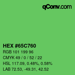 Color code: HEX #65C760 | qconv.com