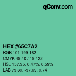 Color code: HEX #65C7A2 | qconv.com