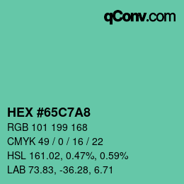 Color code: HEX #65C7A8 | qconv.com