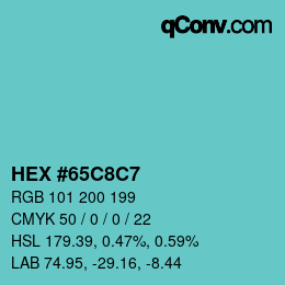 Color code: HEX #65C8C7 | qconv.com