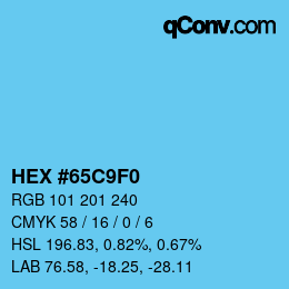 颜色代码: HEX #65C9F0 | qconv.com