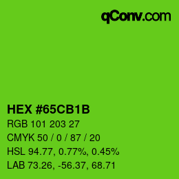 颜色代码: HEX #65CB1B | qconv.com