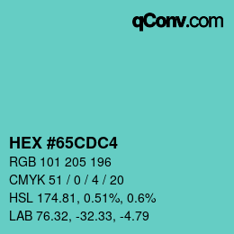Color code: HEX #65CDC4 | qconv.com