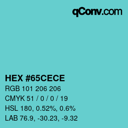 Color code: HEX #65CECE | qconv.com