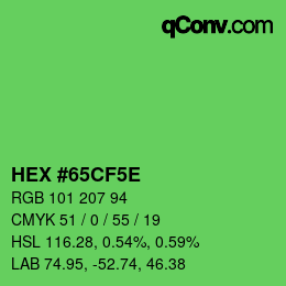 カラーコード: HEX #65CF5E | qconv.com