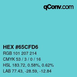 Color code: HEX #65CFD6 | qconv.com