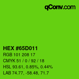カラーコード: HEX #65D011 | qconv.com