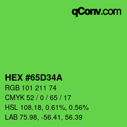 カラーコード: HEX #65D34A | qconv.com
