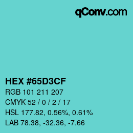 颜色代码: HEX #65D3CF | qconv.com