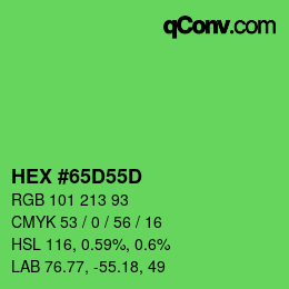 Color code: HEX #65D55D | qconv.com