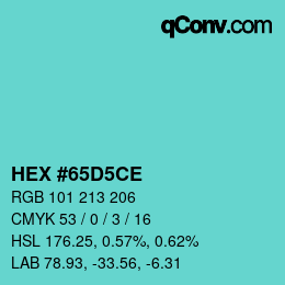 カラーコード: HEX #65D5CE | qconv.com