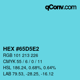 カラーコード: HEX #65D5E2 | qconv.com