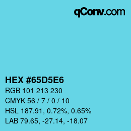 Farbcode: HEX #65D5E6 | qconv.com