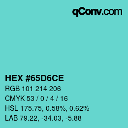 Color code: HEX #65D6CE | qconv.com