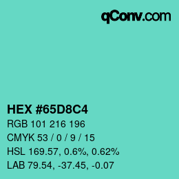 Farbcode: HEX #65D8C4 | qconv.com