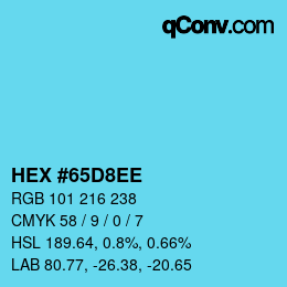 カラーコード: HEX #65D8EE | qconv.com