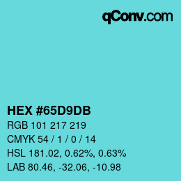 カラーコード: HEX #65D9DB | qconv.com