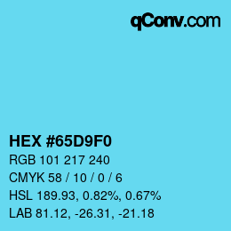 Color code: HEX #65D9F0 | qconv.com