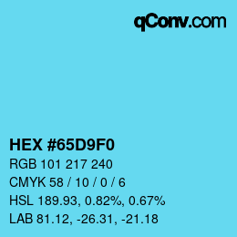 Color code: HEX #65D9F0 | qconv.com