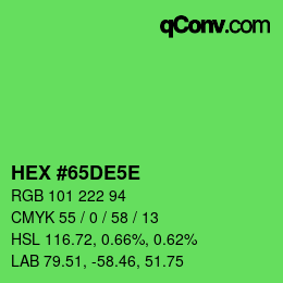 Color code: HEX #65DE5E | qconv.com