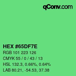 Color code: HEX #65DF7E | qconv.com