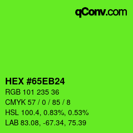 颜色代码: HEX #65EB24 | qconv.com