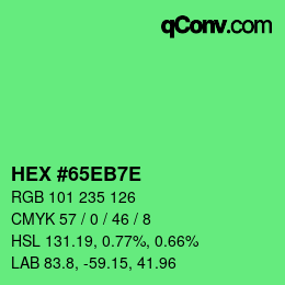 Color code: HEX #65EB7E | qconv.com