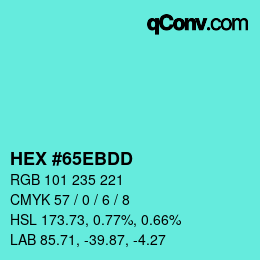 カラーコード: HEX #65EBDD | qconv.com