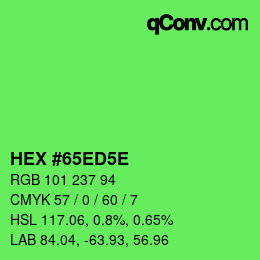 Farbcode: HEX #65ED5E | qconv.com
