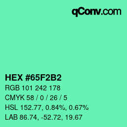 カラーコード: HEX #65F2B2 | qconv.com
