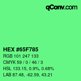 Color code: HEX #65F785 | qconv.com