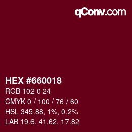 颜色代码: HEX #660018 | qconv.com