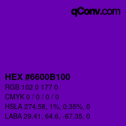 Color code: HEX #6600B100 | qconv.com