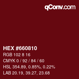 颜色代码: HEX #660810 | qconv.com