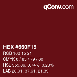 颜色代码: HEX #660F15 | qconv.com