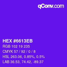 Color code: HEX #6613EB | qconv.com